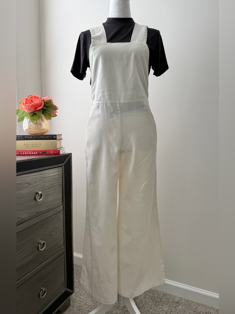 Preloved Cream Wide-Leg Overalls Jumpsuit - Picture 4 of 16